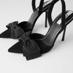 Zara Sling Back Heels with Studded Bow